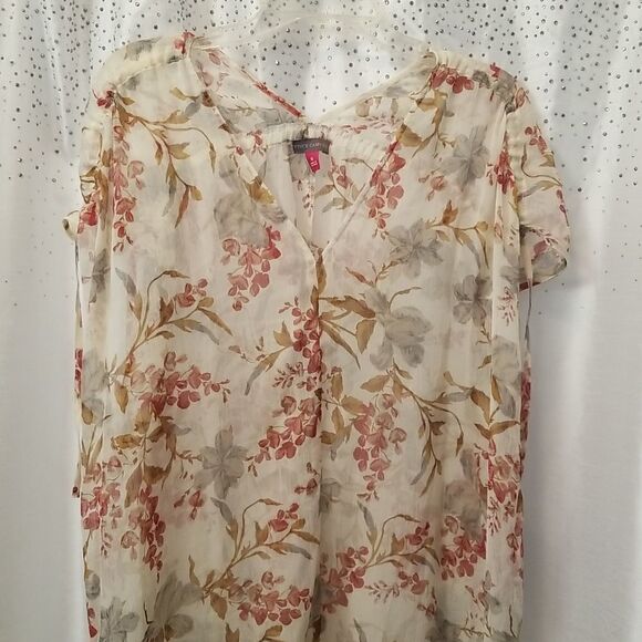 Vince Camuto sheer floral tunic top - Picture 4 of 12